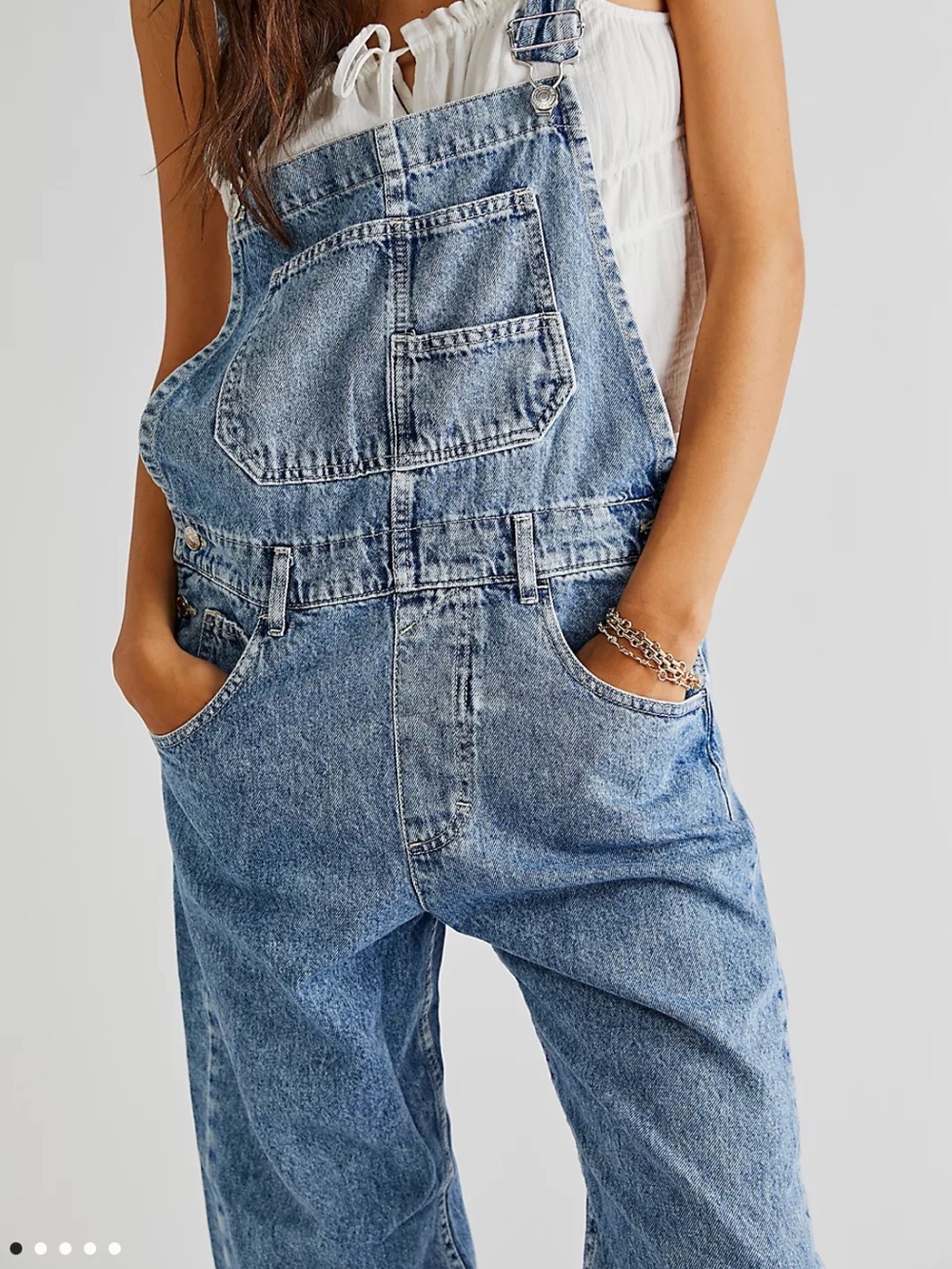 We The Free Faded Light Blue Denim Overalls
